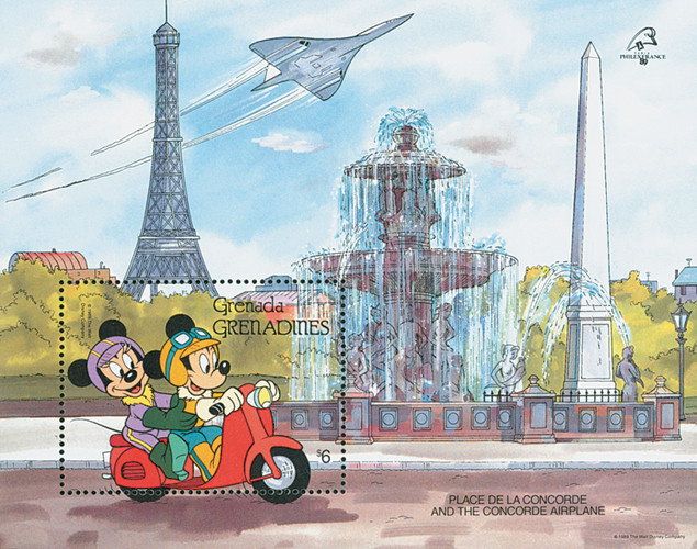 MDS343B - 1989 Disney and Friends Commemorate PHILEXFRANCE 89, Mint Souvenir Sheet, Grenada Grenadines