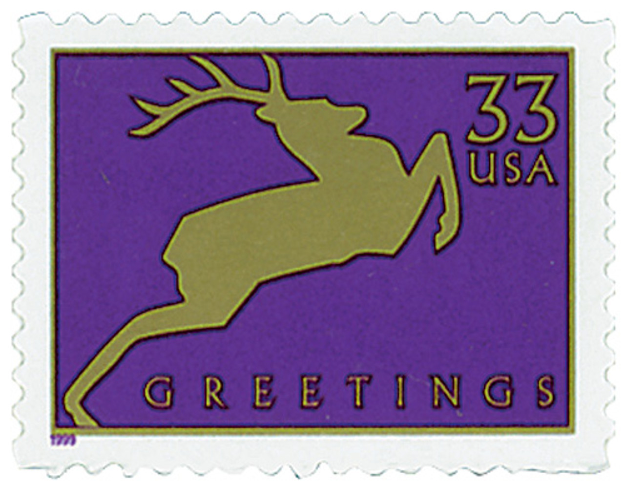 3358 - 1999 33c Christmas: Reindeer, purple