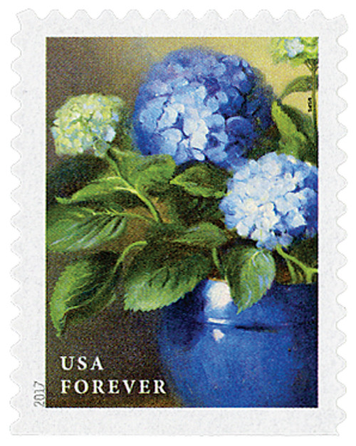 5240 - 2017 First-Class Forever Stamp - Flowers from the Garden (booklet): Blue Hydrangeas in a Blue Pot