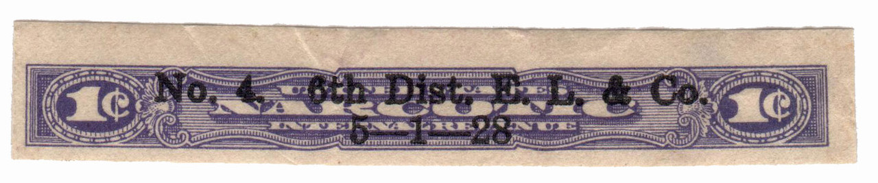 RJA43a - 1919-64 1c Narcotic Tax Stamp, Violet, Double Line Watermarked, Imperf.