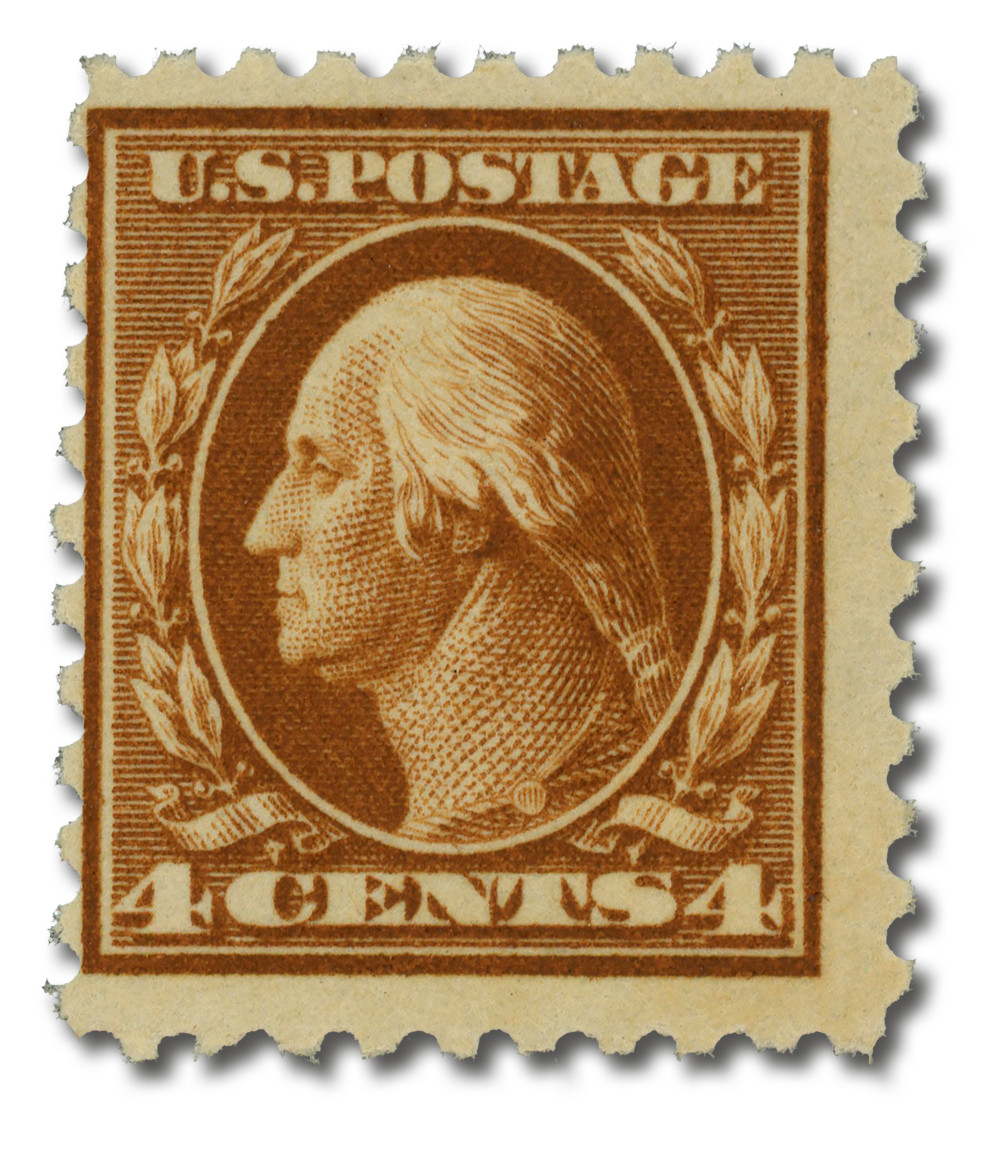 465 offer - 1916 4c Washington, Orange Brown, Unwatermarked, Perf. 10