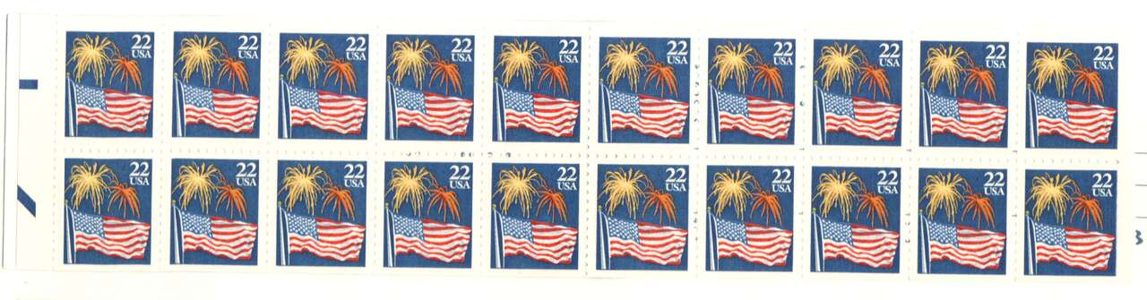 2276a - 1987 22c Flag Over Fireworks, Booklet Pane of 20 Stamps