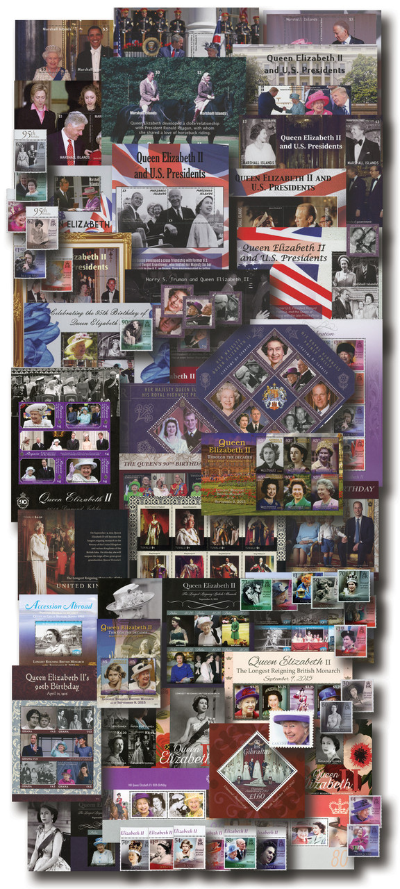 MFN292 - Queen Elizabeth II Stamp Collection, Mint, 140 Stamps, Worldwide