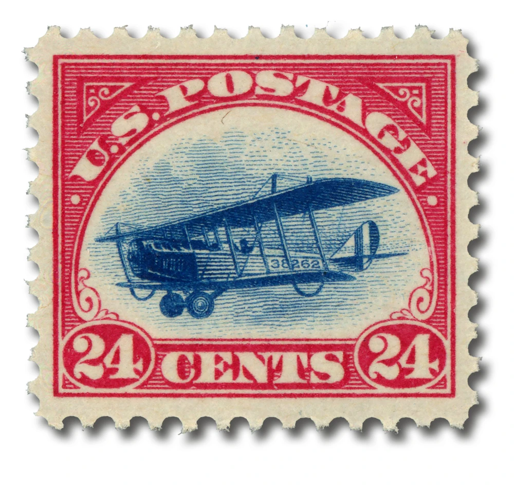 C3 offer - 1918 24c Curtiss Jenny, Carmine Rose & Blue