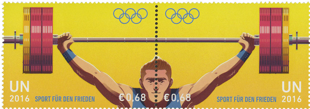 UNV588-89 - 2016 68c Weight Lifting-Sport for Peace