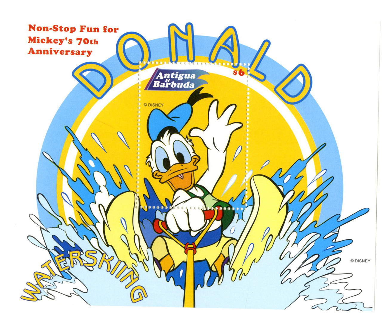 MDS240F - 1998 Disney Celebrates Mickey's 70th Birthday, Mint Souvenir Sheet, Antigua-Barbuda