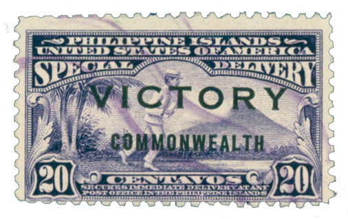 PHE10 - 1945 20c Philippine Islands Special Delivery, Blue Violet, Unwatermarked, Perf. 11