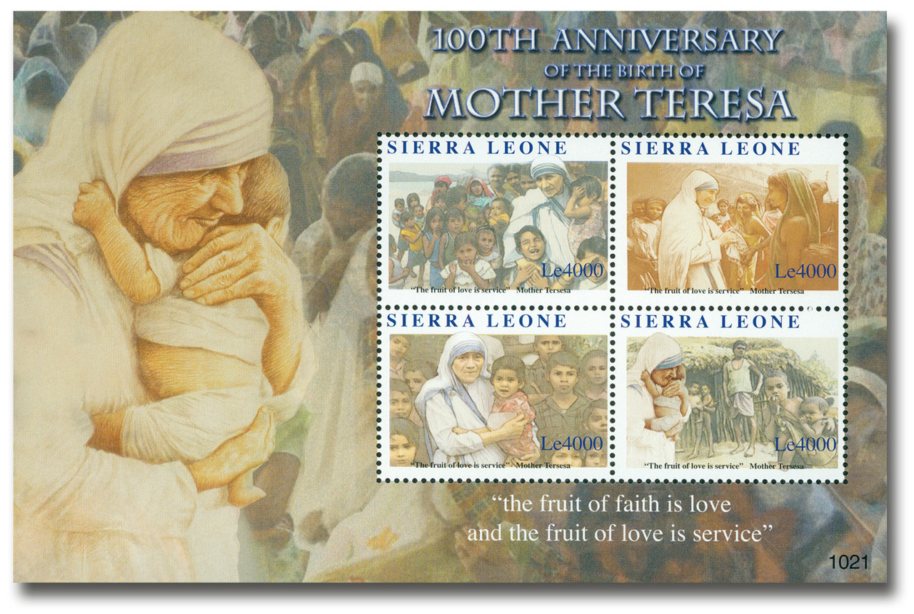 M10819 - 2010 Sierra Leone Mother Teresa 4v Mint