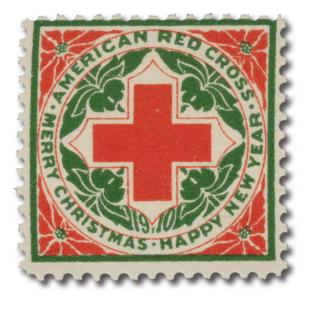レッドキャミソール Cマーク プリント WX6 - 1910 American Red Cross Christmas Seal - Mystic Stamp Company
