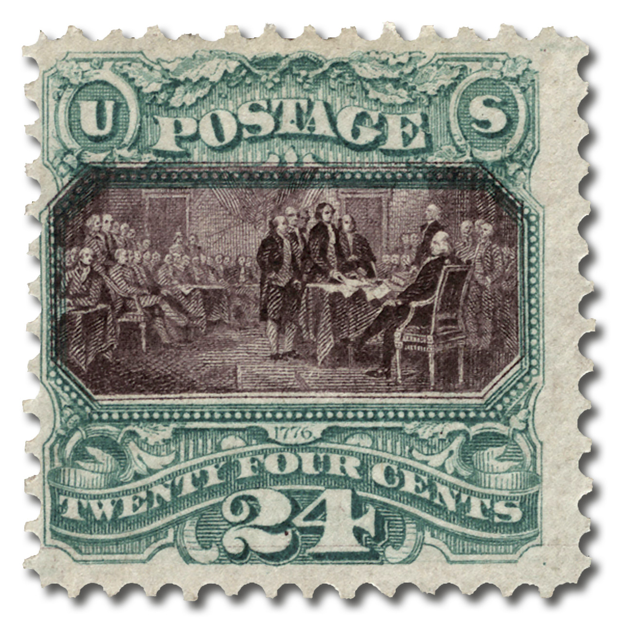 120a - 1869 24c Declaration of Independence, Green and Violet