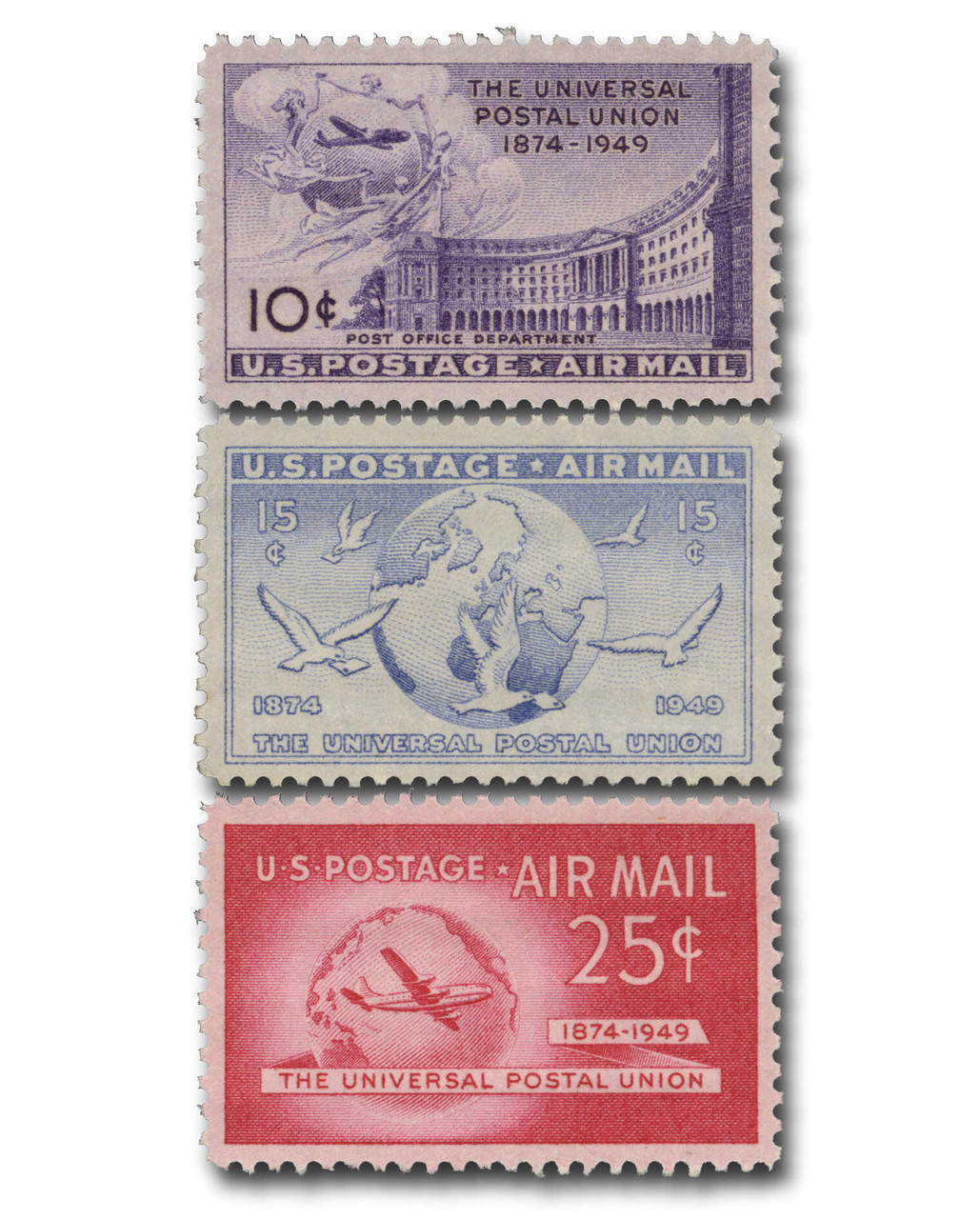 C42-44 - 1949 Universal Postal Union, Set of 3 Stamps - Mystic