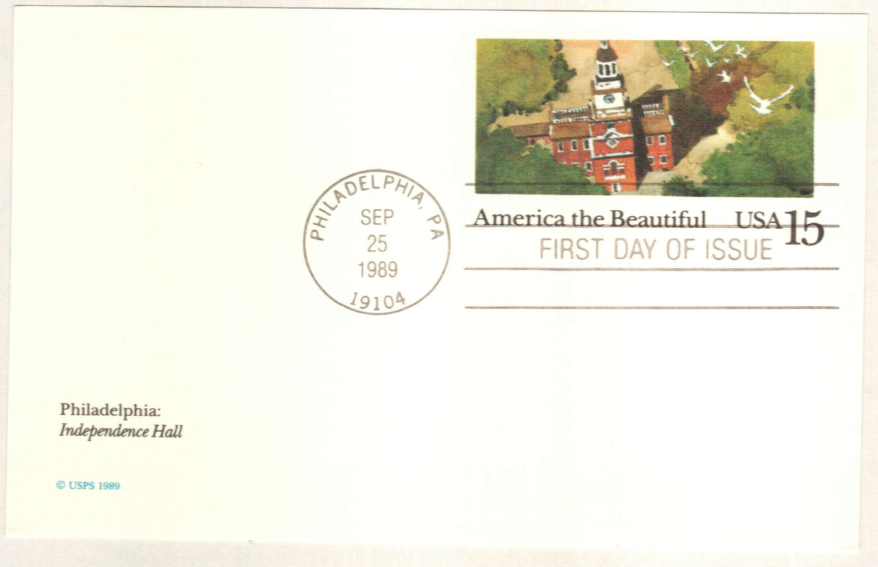 UX135 - 1989 15c Postal Card - Independence Hall