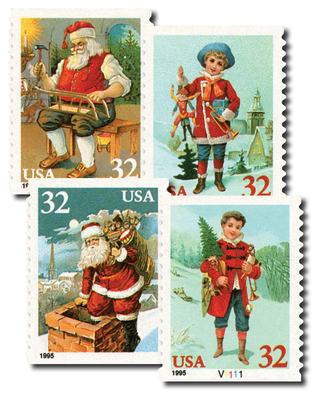 3014-17 - 1995 32c Santa & Children, coil - Mystic Stamp Company