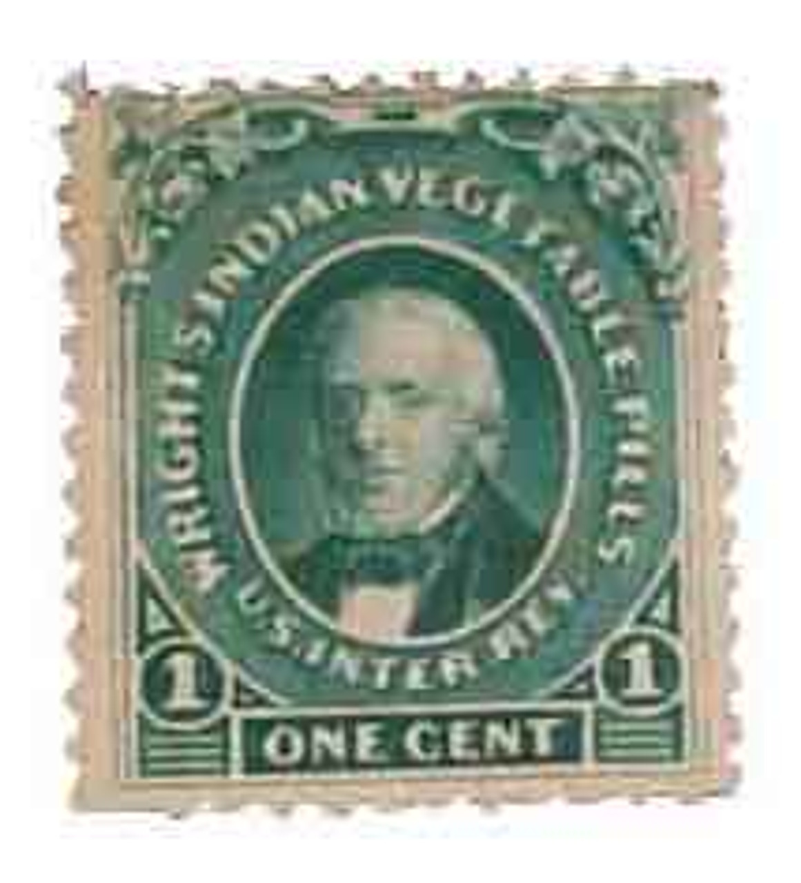 RS274c - 1877-78 1c Wright's Indian Vegetable Pills, Green, Pink Paper