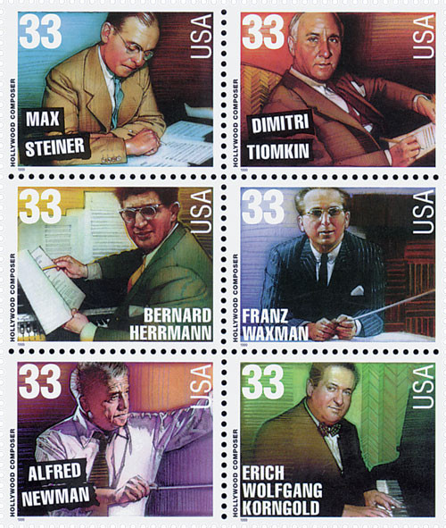 3344a - 1999 33c Hollywood Composers, block of 6 stamps