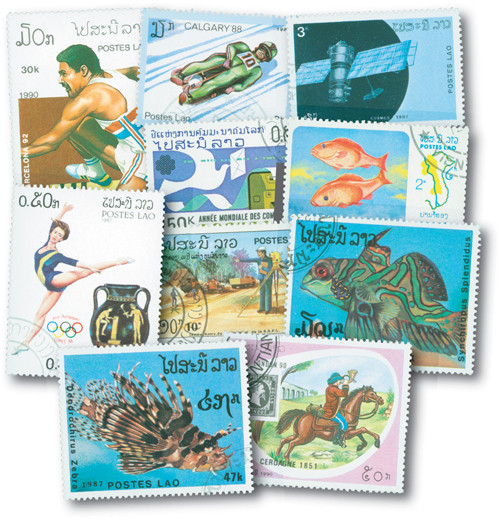 M4654 - Laos, 250 Different Stamps, large