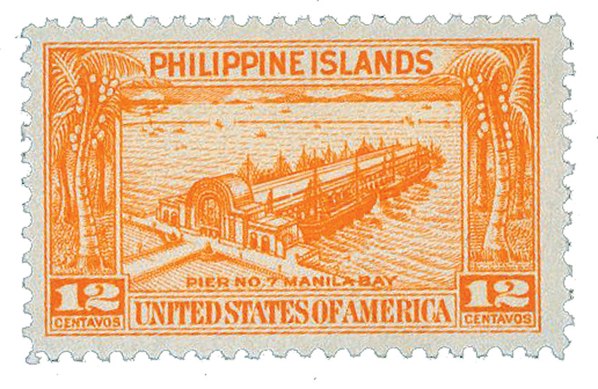 PH356 - 1932 12c Pier No. 7 Manila Bay, Orange, Philippine Islands