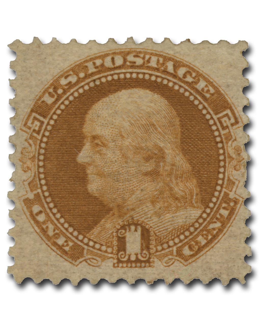 OPSOSDIS 1「GW特価」 112 - 1869 1c Franklin , Buff, Hard Wove Paper, G Grill, Perf. 12