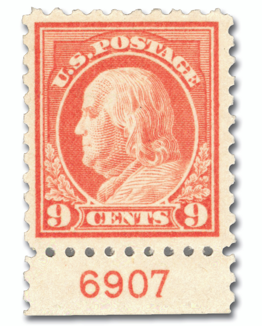 471 - 1916 9c Franklin, Salmon Red, Unwatermarked, Perf. 10