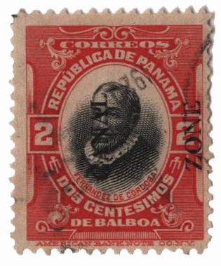 CZ47 - 1920 2c Fernandez de Cordoba, Orange Vermilion & Black, Canal Zone Overprint Type III