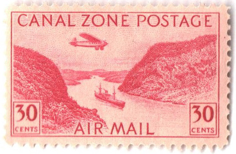 CZC12 - 1941 30c Canal Zone Airmail, Gaillard Cut, Rose Lake