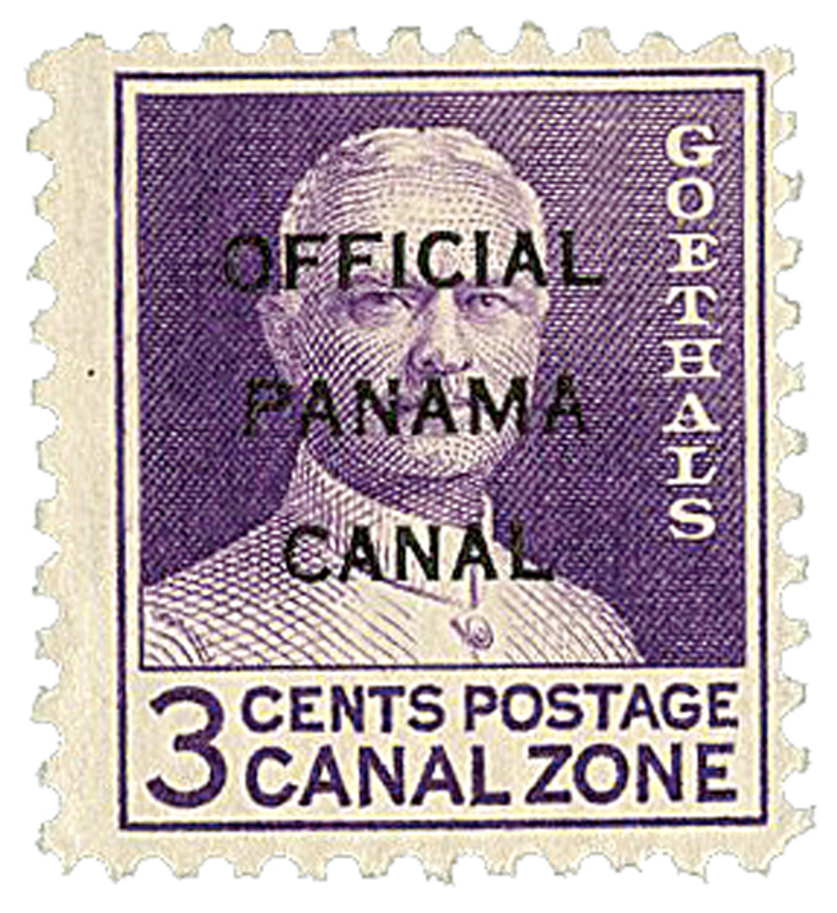 CZO2 - 1941 3c Canal Zone Official, Major General George W. Goethals, Deep Violet, Overprint Type 1