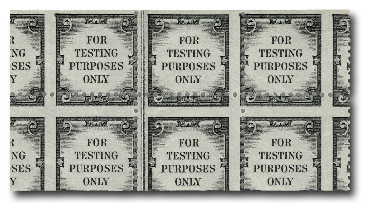TDB14a - 1960s-72 Black, Test Stamps, FTPO Pane without Perforated Stapling Tab, Booklet Pane of 6