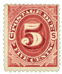 J25 - 1891 5c Postage Due Stamp - bright claret