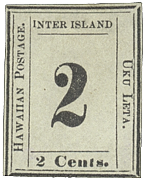 H20 - 1864-65 2c Numeral, Black, Hawaii