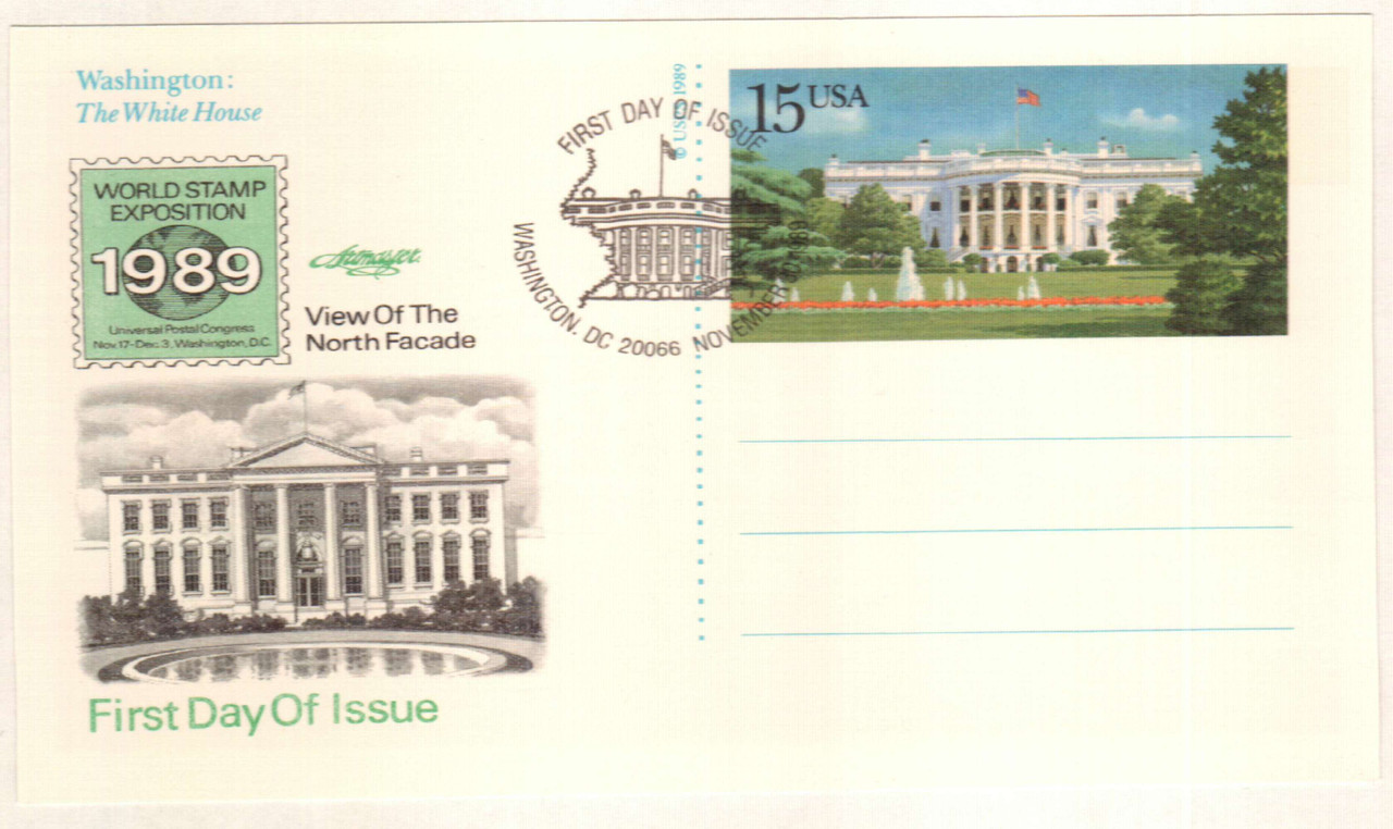 コレクション Postal card UX143 - 1989 15c White House, Postal Card - Mystic Stamp Company