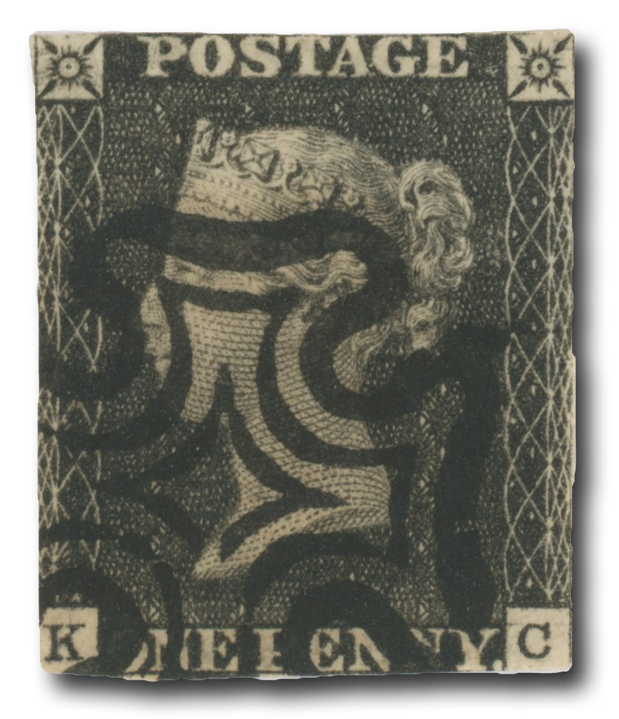ペニーブラック 1840年 BLACK1 - 1840 Penny Black, Closely Trimmed