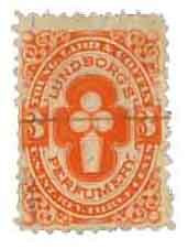 RT31b - 1871-77 3c Young, Ladd & Coffin,, Vermilion, Silk Paper, Perf. 12