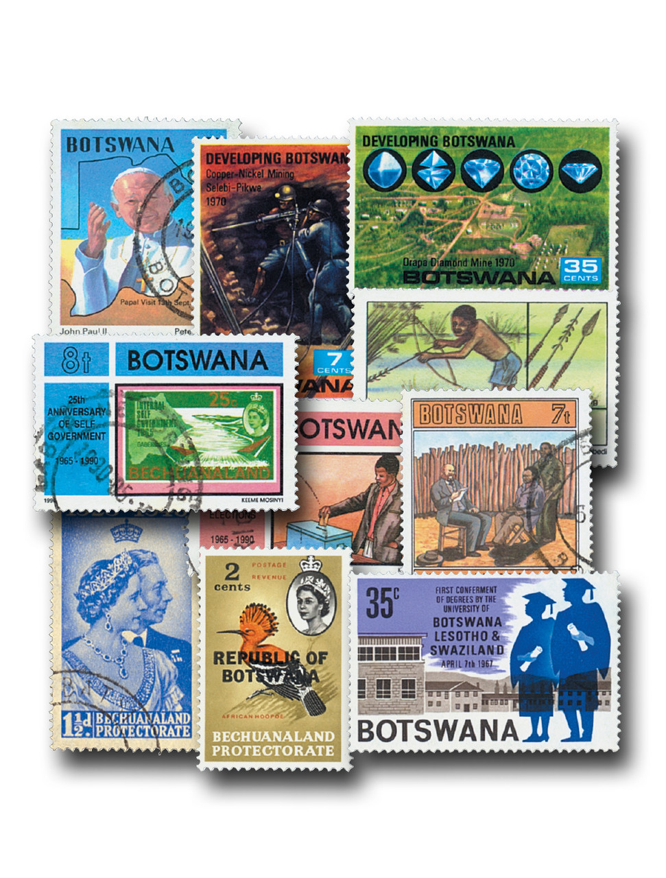 MP2145 - 25 Different Botswana Stamps