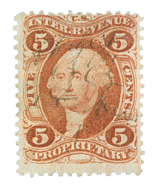 R29 - 1862-71 5c U.S. Internal Revenue Stamp, Proprietary, Red, Perf. 12