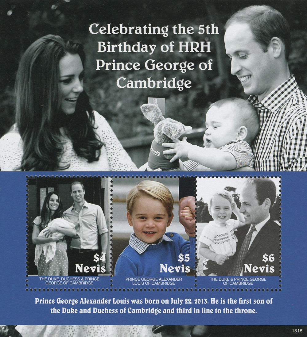 M12399 - 2018 $4 Fifth Birthday of Prince George sheet of 3 stamps