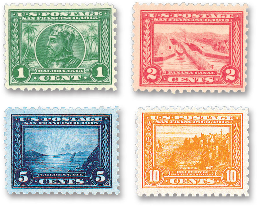 401-04 - 1914-15 Panama-Pacific Exposition, Perf. 10, Complete Set of 4 Stamps