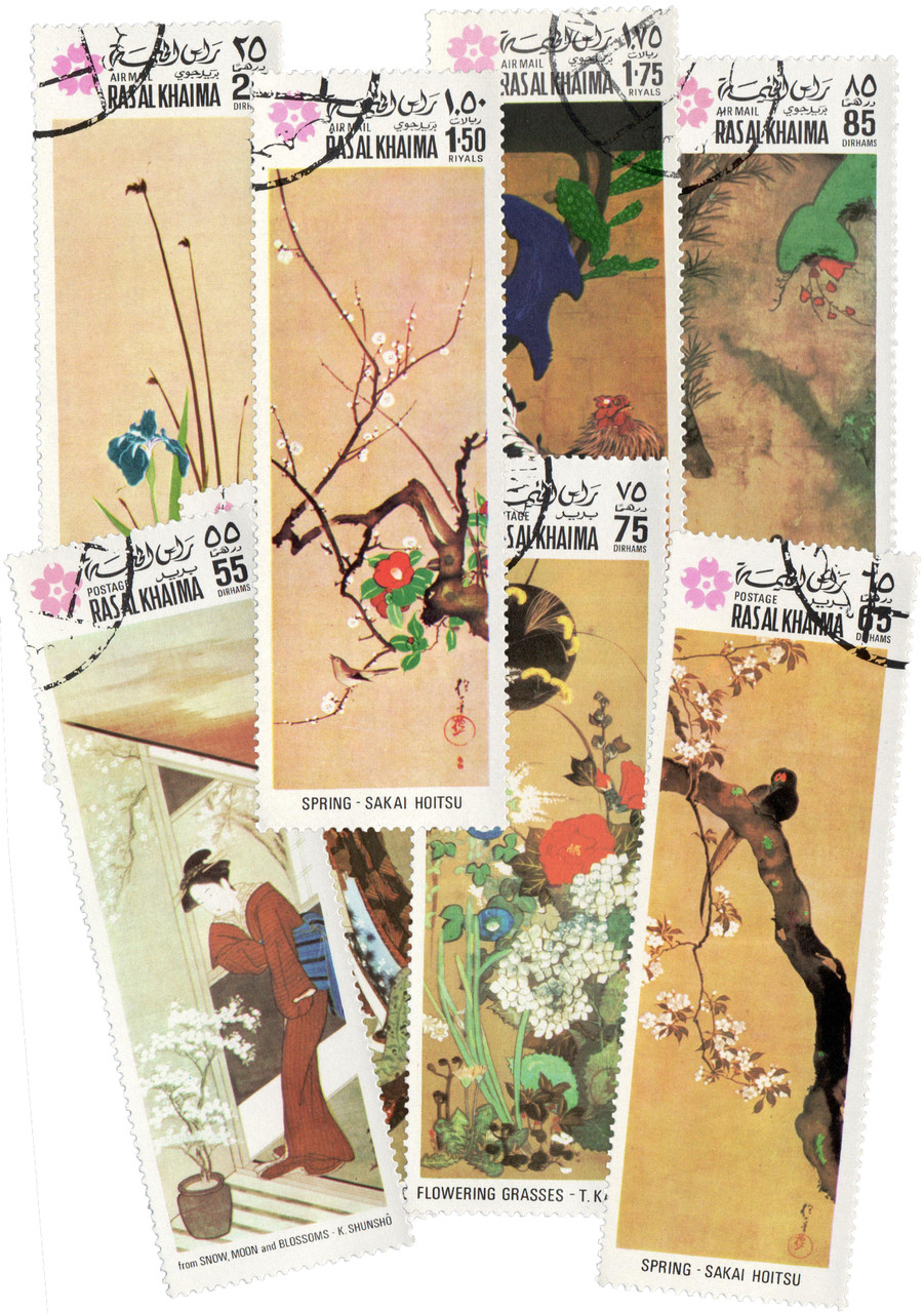 331-38 - 1970 Ras Al Khaima - Japanese Paintings, Complete Set of 8