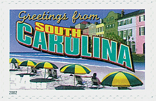 3600 - 2002 34c Greetings From America: South Carolina
