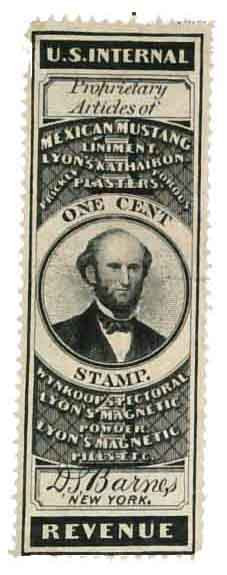 RS18a - 1862-71 1c D. S. Barnes, Black, Old Paper