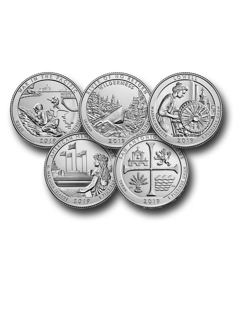 MCN089 - 2019 America the Beautiful Quarters, Complete, Philadelphia Mint, Set of 5