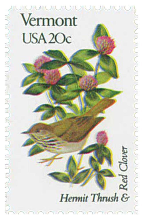 1997 - 1982 20c State Birds & Flowers: Vermont - Mystic Stamp Company