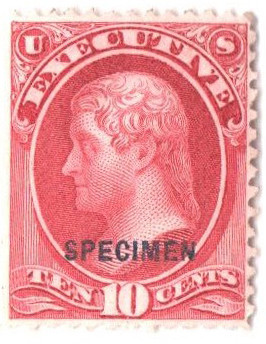 O14S - 1875 10c Executive Department Official, Specimen, Carmine