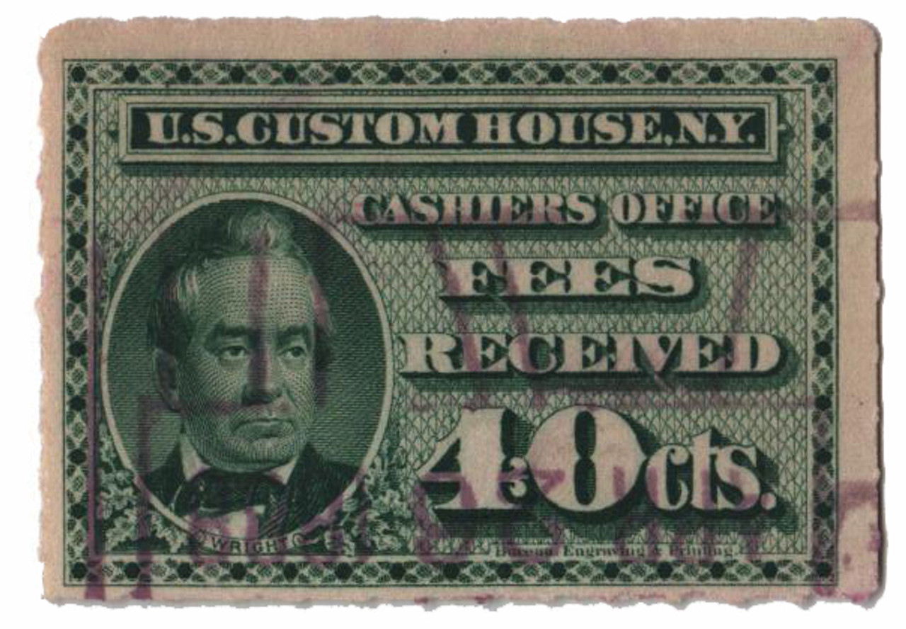 RL3 - 1887 40c Customs Fee Stamp - green