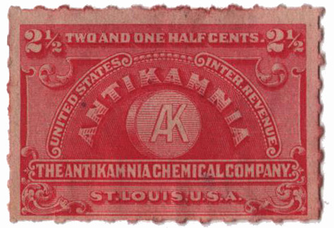 RS278p - 1898-1900 2 1/2c The Antikamnia Chemical Co., Carmine, Hyphon Hole Perf. 7