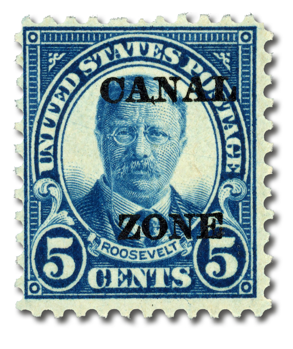 CZ74 - 1924 5c Theodore Roosevelt, Dark Blue, Canal Zone Overprint Type A