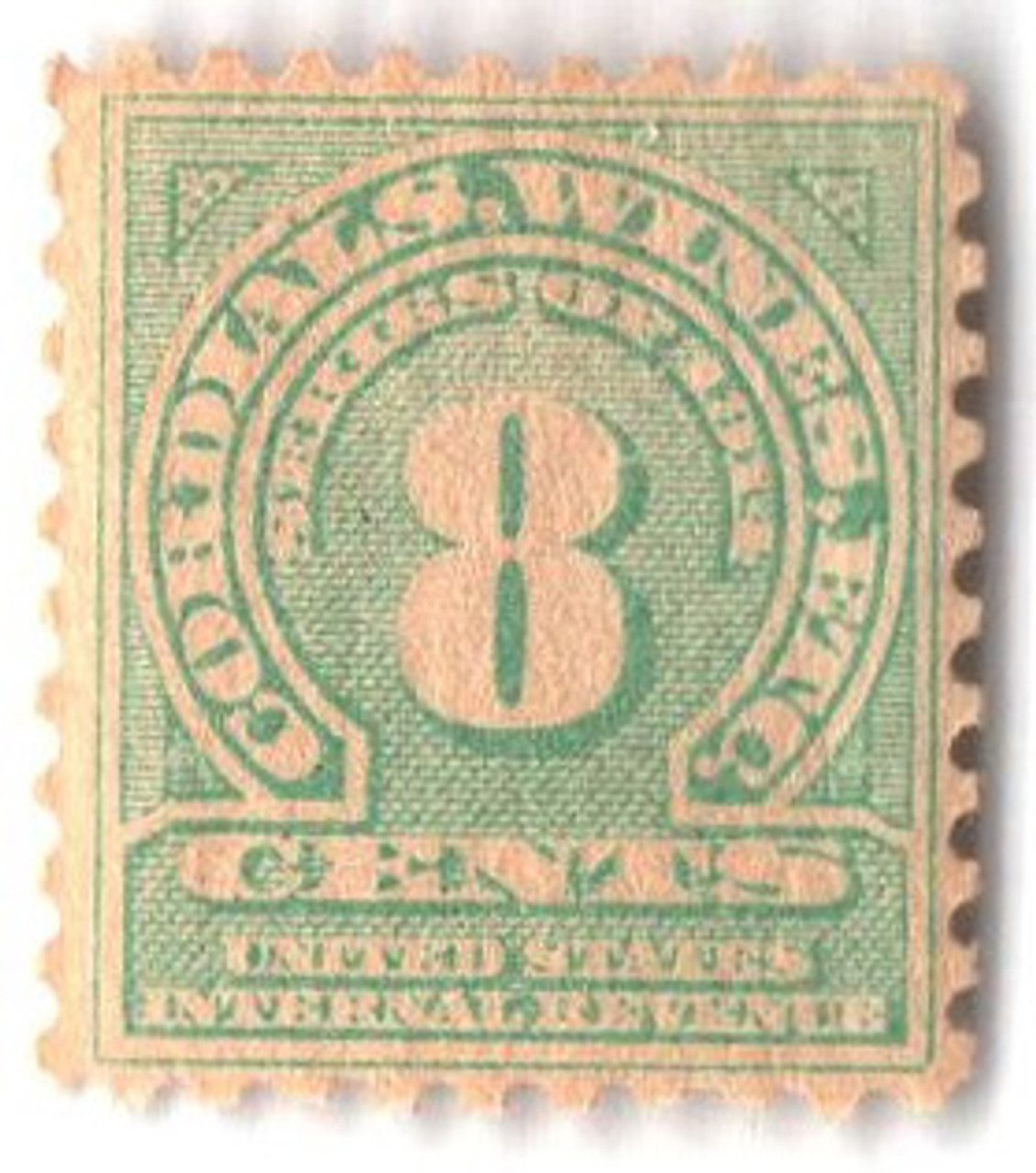 RE25 - 1914 8c Cordials, Wines, Etc. Stamp, Green, Double Line Watermark