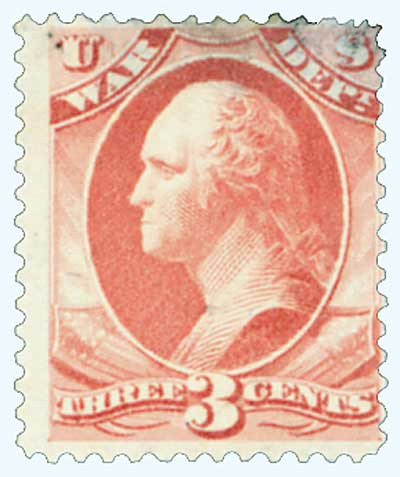 O116 - 1879 3c War Department Official, Rose Red, Soft Paper