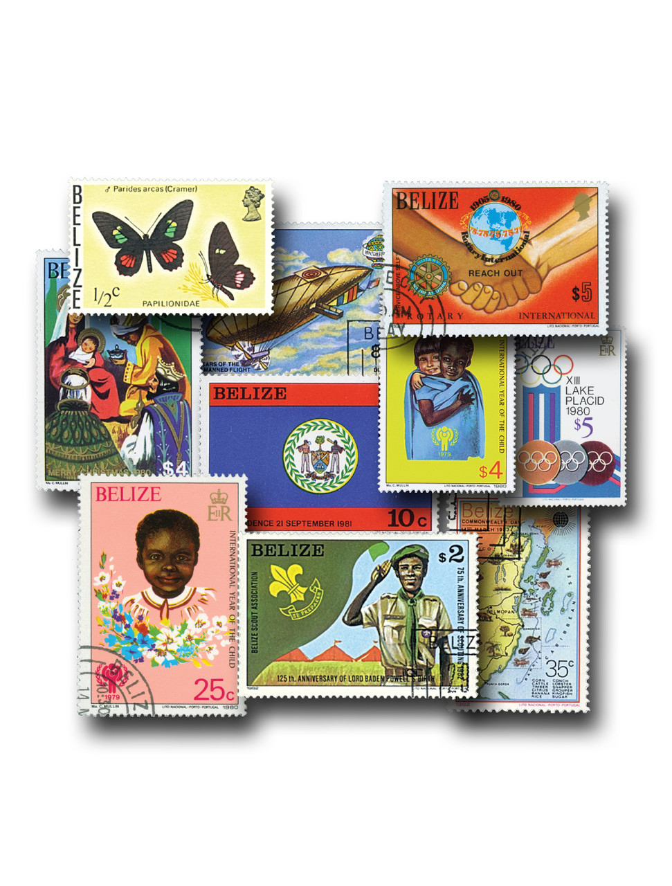 MP2144 - 95 Different Belize Stamps