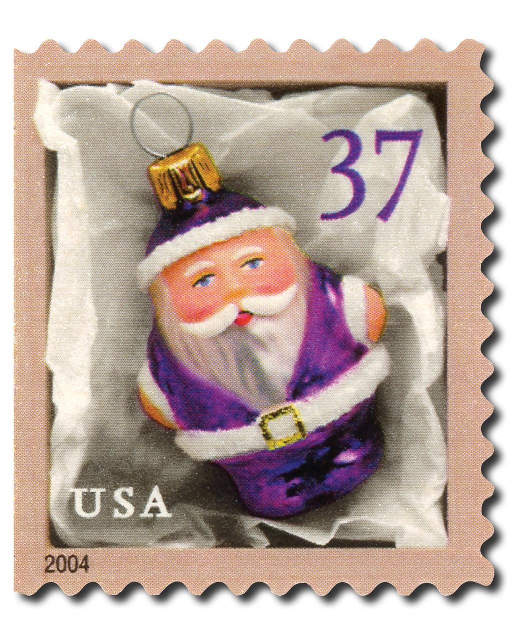 3887 - 2004 37c Contemporary Christmas: Purple Santa Ornament, vending booklet
