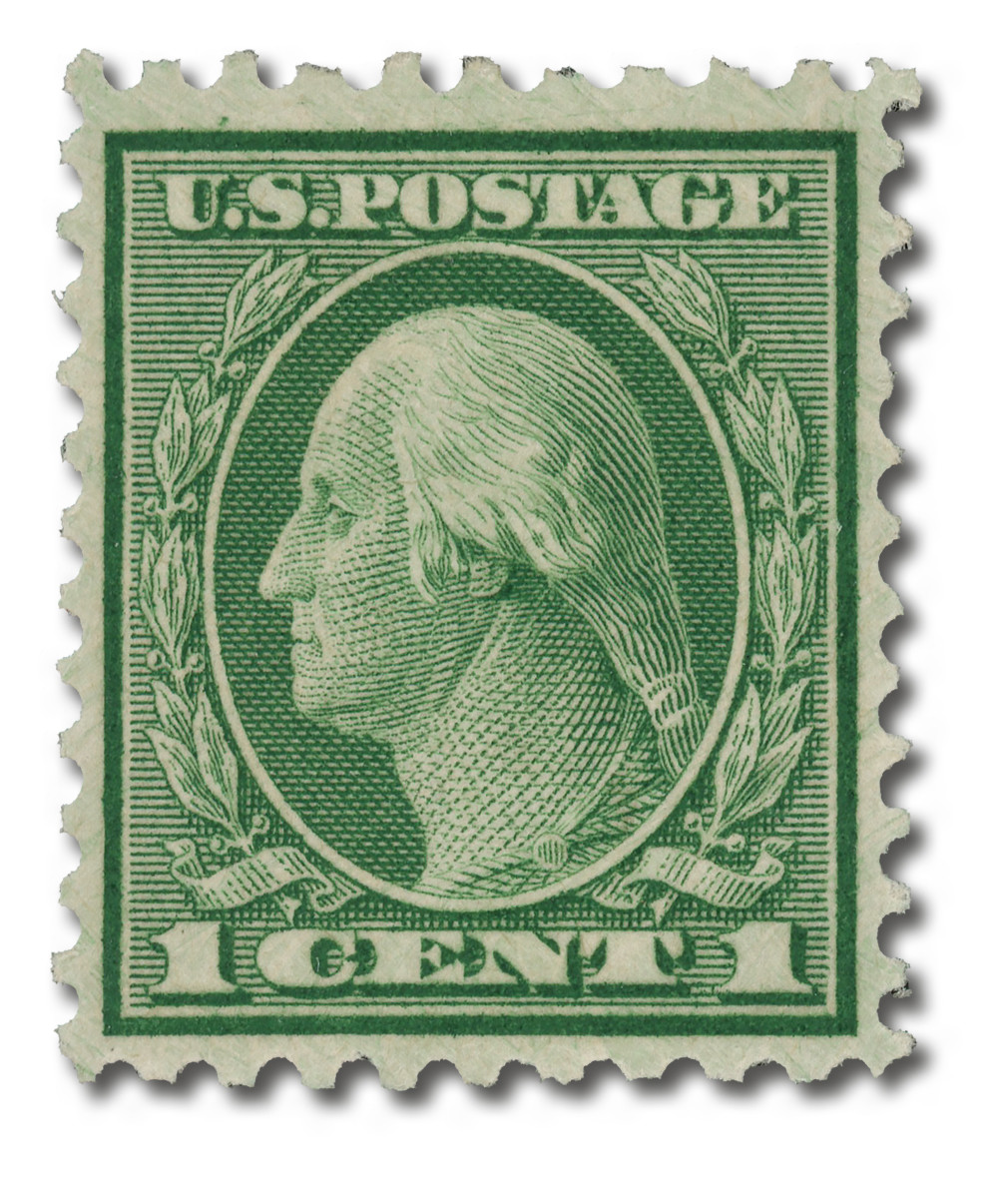 切手5 542 - 1920 1c Washington, Green, Unwatermarked, Perf. 10x11
